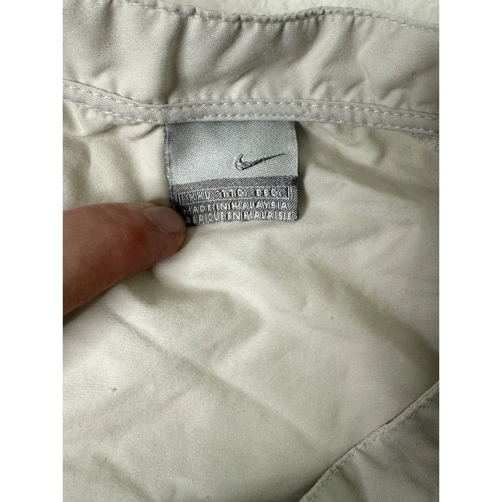 Vintage Nike Jacket Men's Size 2XL Beige Wind Shirt Long Sleeve Windbreaker Y2k